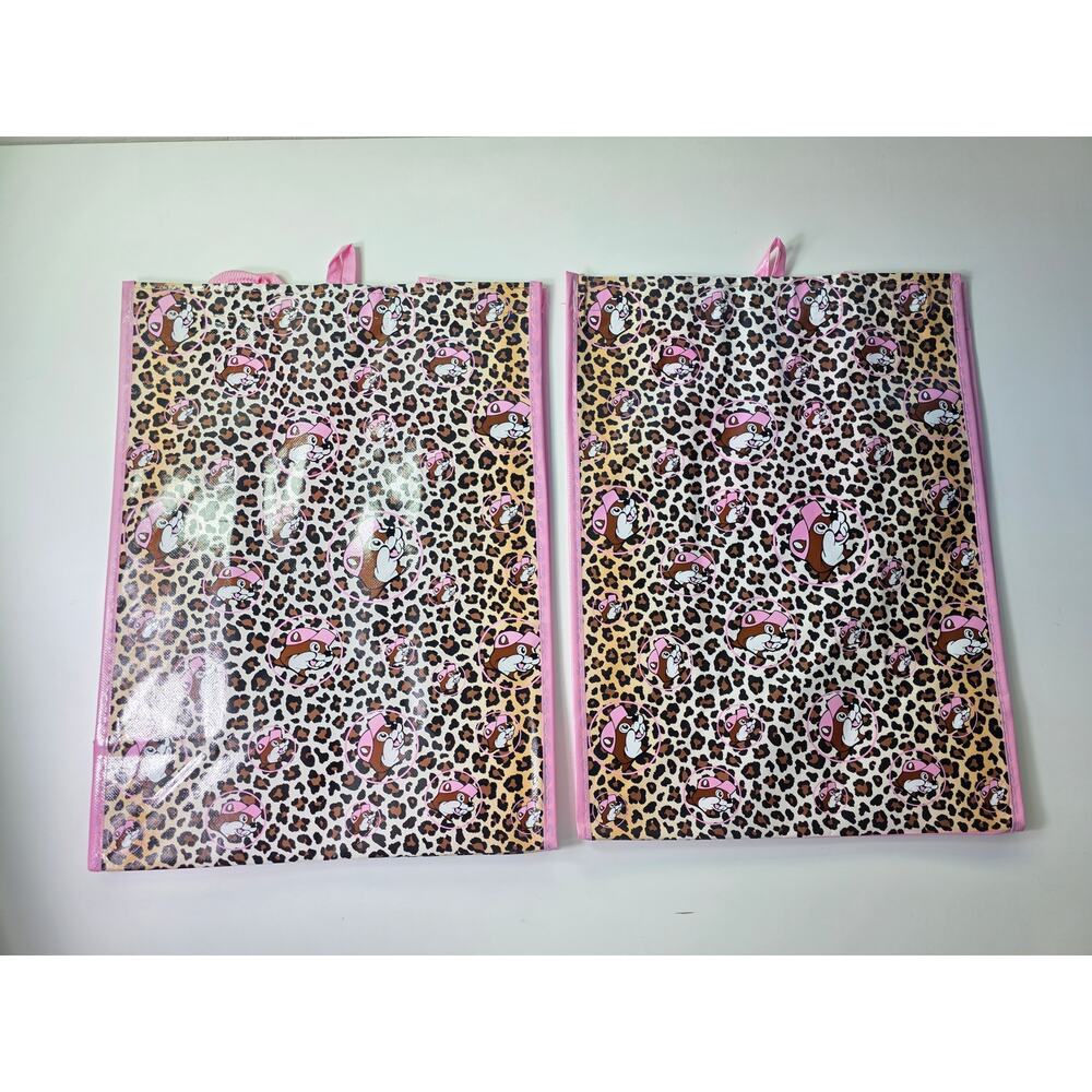 Set of 2- BUC-EE'S Pink Leopard Print NEW Reusable Tote Grocery Bag - NWT - Picture 3 of 9